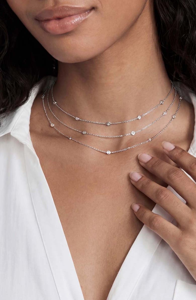 Ettika Crystal Station Layered Necklace, Alternate, color, Silver