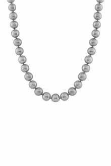14K White Gold 7-8mm Dyed Gray Pearl Necklace