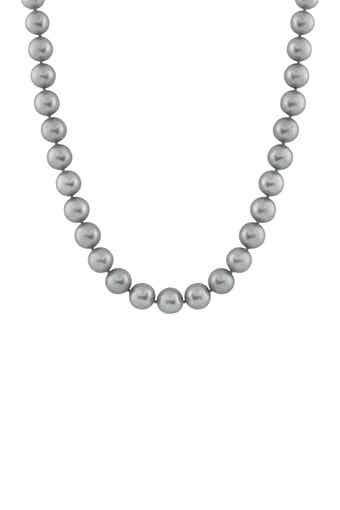 14K White Gold 7-8mm Dyed Gray Pearl Necklace