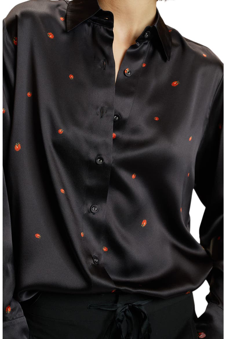 Ladybug Silk Blouse, Alternate, color, Black
