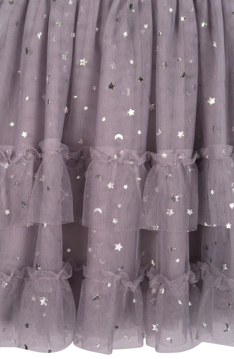 Zunie Kids' Sparkle Flutter Sleeve Mesh Dress, Alternate, color, Grey