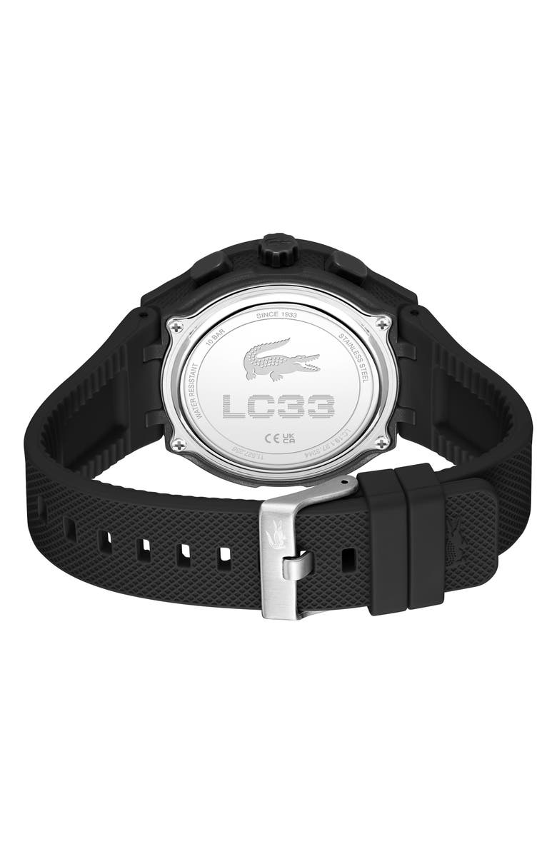 Lacoste LC33 Silicone Strap Watch, 45mm, Alternate, color, Black