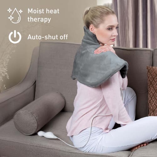 Pursonic Ultimate Cozy Comfort & Relaxation Bundle Heated Blanket, Neck & Shoulder Heating Pad, And In Grey