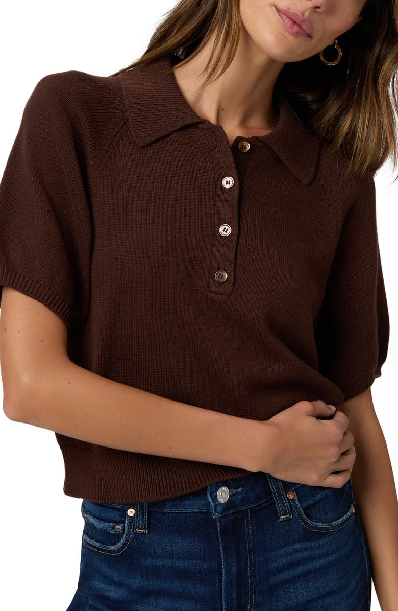 PAIGE Birch Puff Sleeve Cotton Blend Sweater, Alternate, color, Tamarind