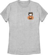 Hello Kitty Women's Hello Kitty Halloween Pumpkin and Kitty Pocket  Graphic T-Shirt
