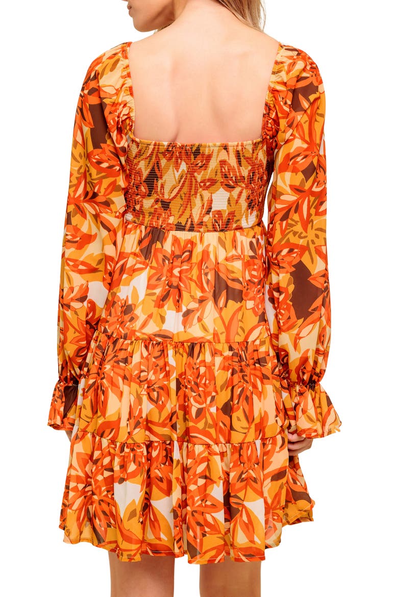 Long Sleeve Babydoll Dress, Alternate, color, RUST