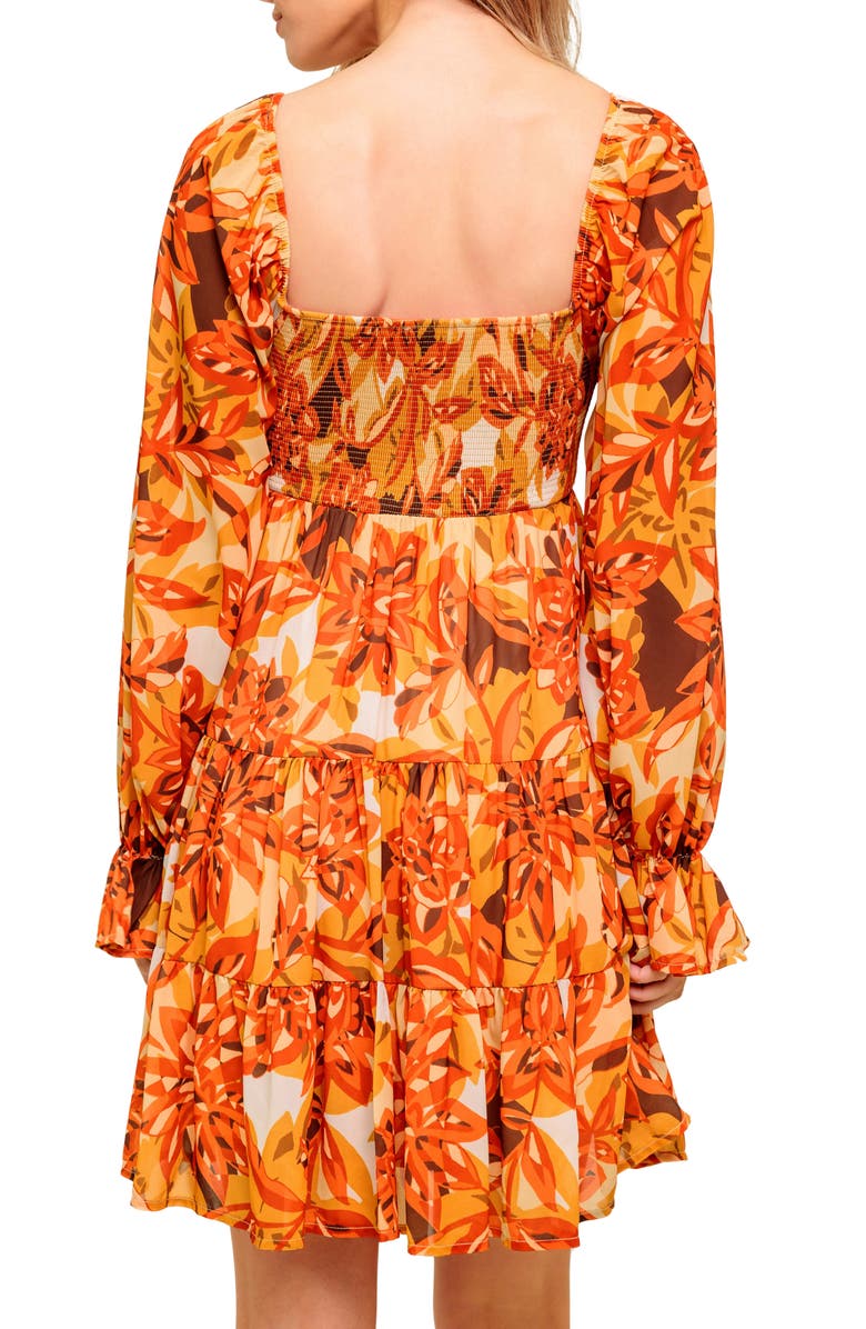 FLYING TOMATO Long Sleeve Babydoll Dress, Alternate, color, Rust