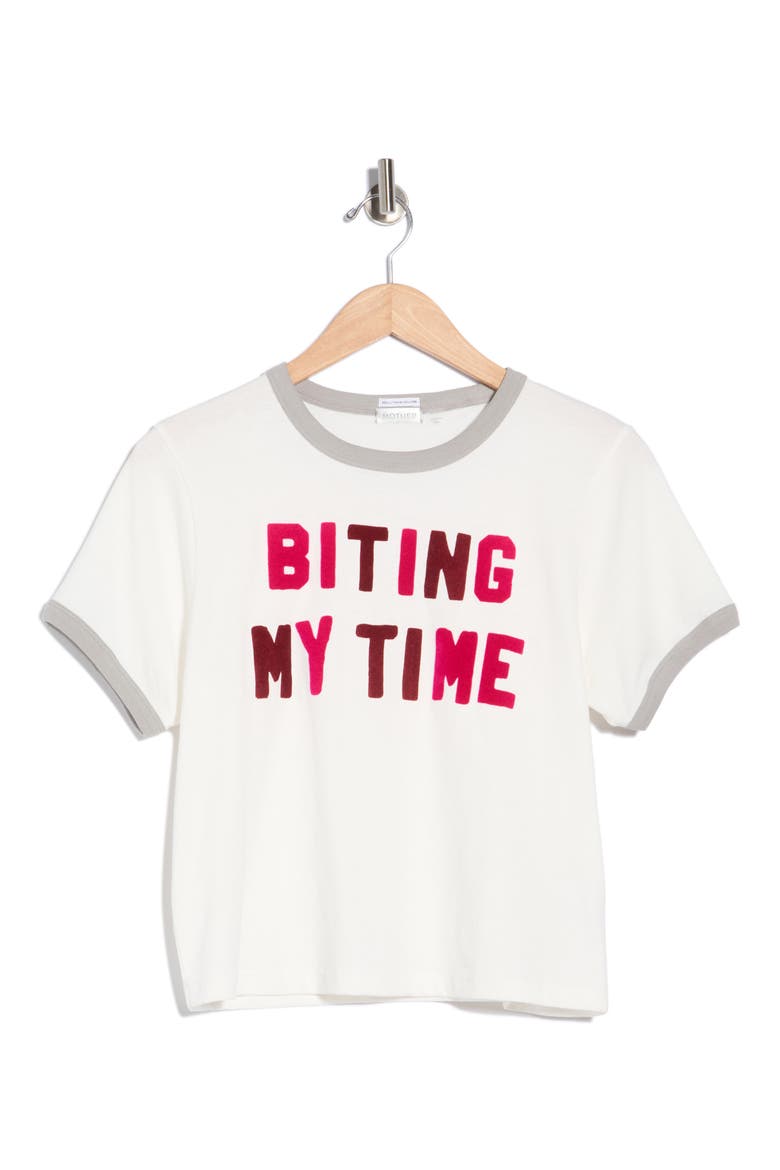 The Itty Bitty Biting My Time Graphic Ringer Tee, Alternate, color, BITING MY TIME