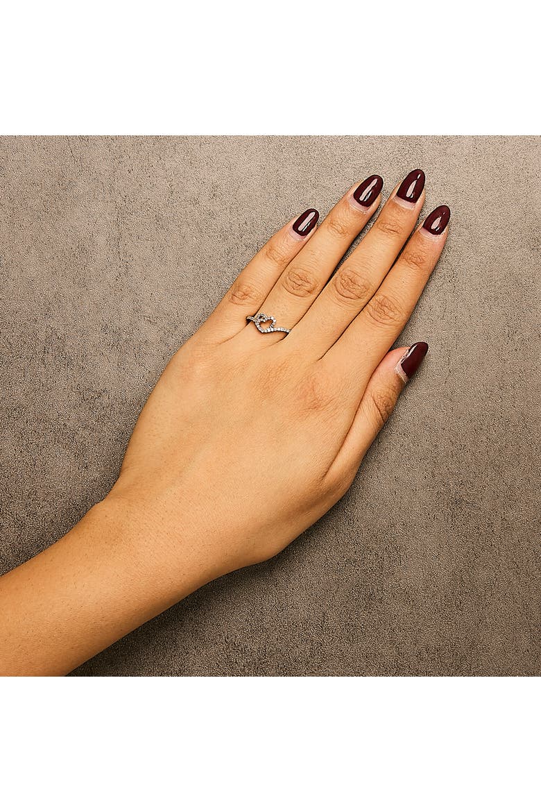 14K Rose Gold Plated Silver 1/5 Cttw Diamond Open Heart Promise Ring, Alternate, color, Pink