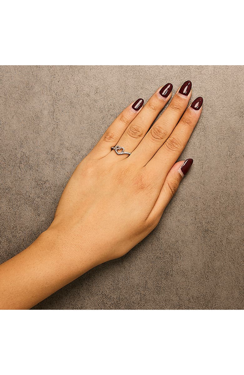 Haus of Brilliance 14K Rose Gold Plated Silver 1/5 Cttw Diamond Open Heart Promise Ring, Alternate, color, Pink