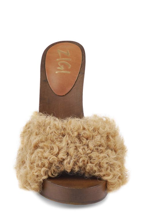 Zigi Genuine Shearling Platform Sandal In Brown