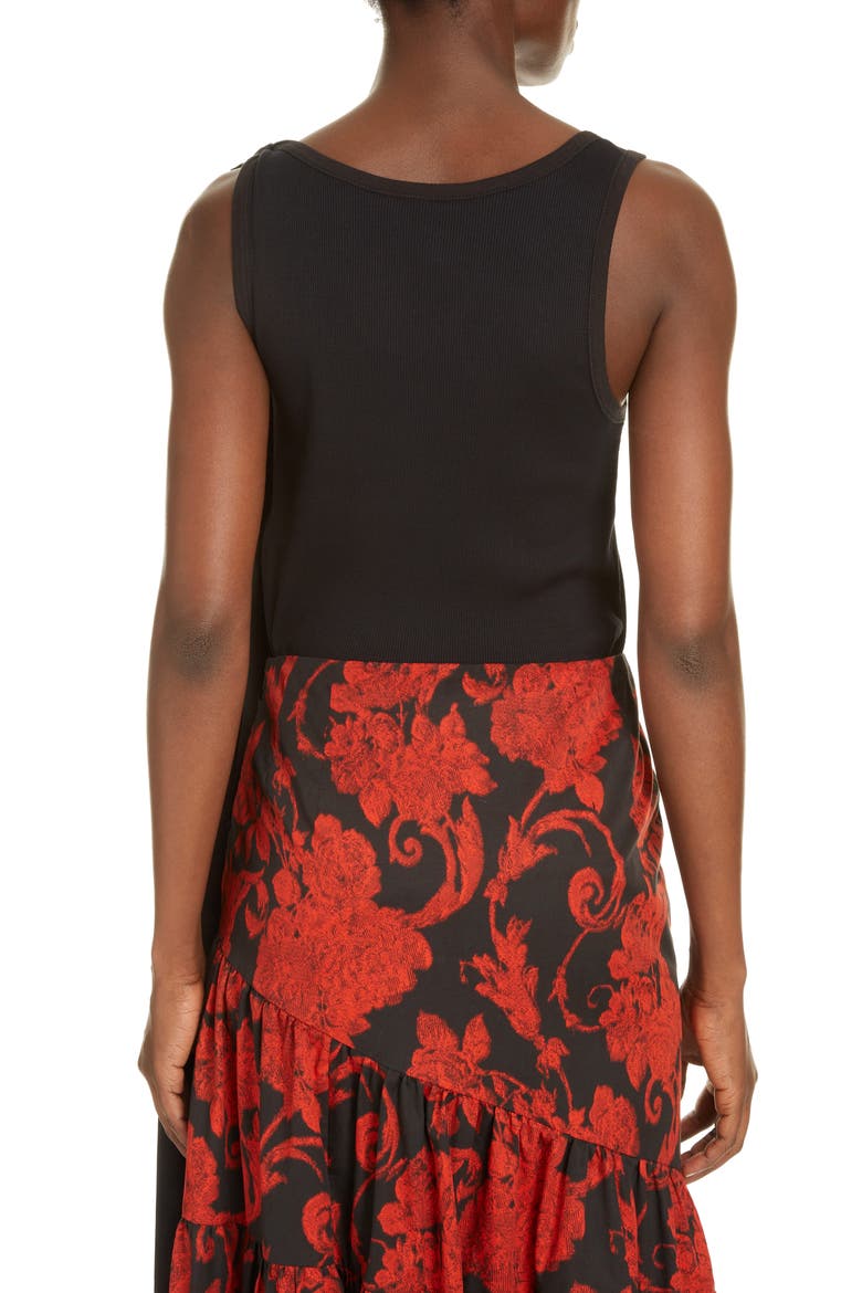 Hert Bow Rib Cotton Tank, Alternate, color, BLACK