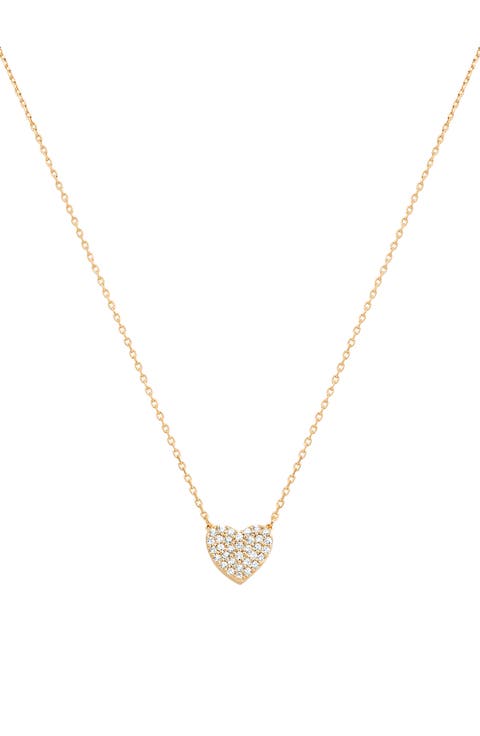 Sterling Silver 18k Gold Plated Crystal Heart Necklace Holiday Gift Idea