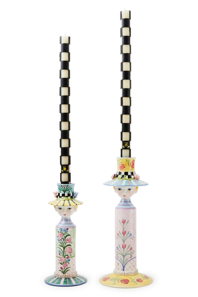 Rosy Meadow Set of 2 Lady Candleholders, Alternate, color, ROSY