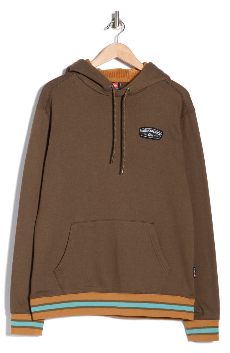 Quiksilver Dion Stripe Trim Hoodie, Main, color, Canteen