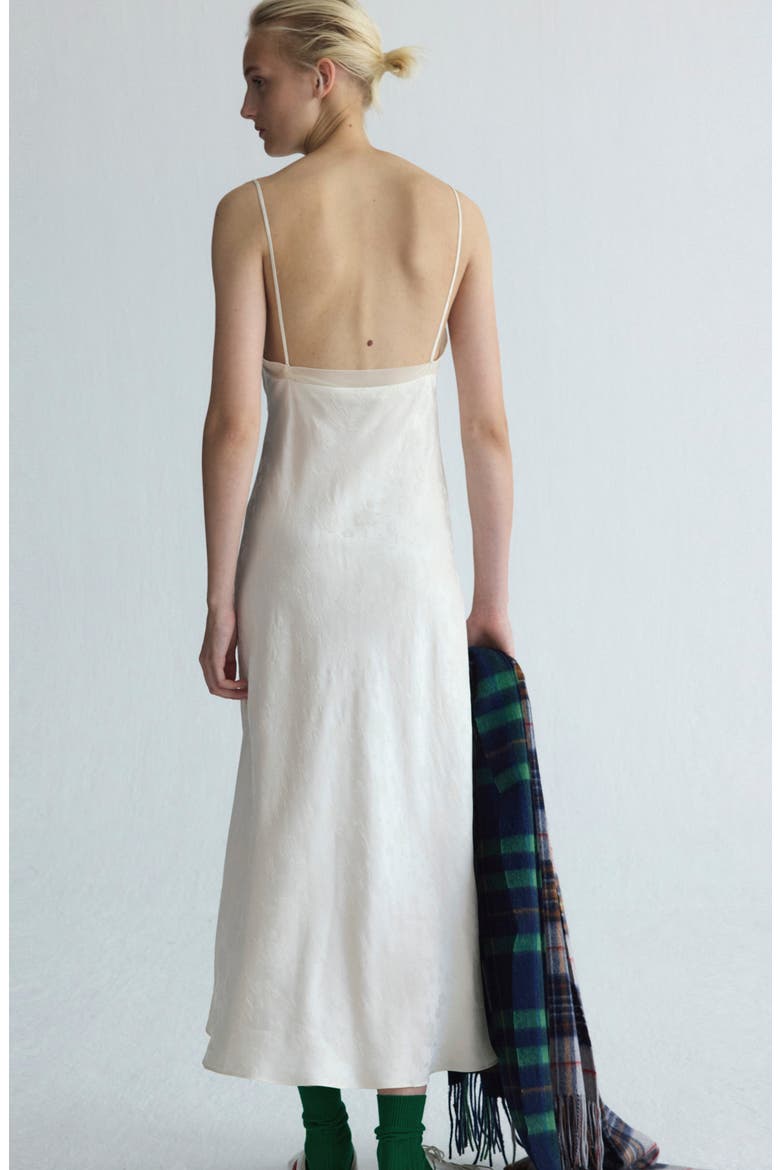 Silk Detail Jacquard Midi Dress, Alternate, color, ECRU