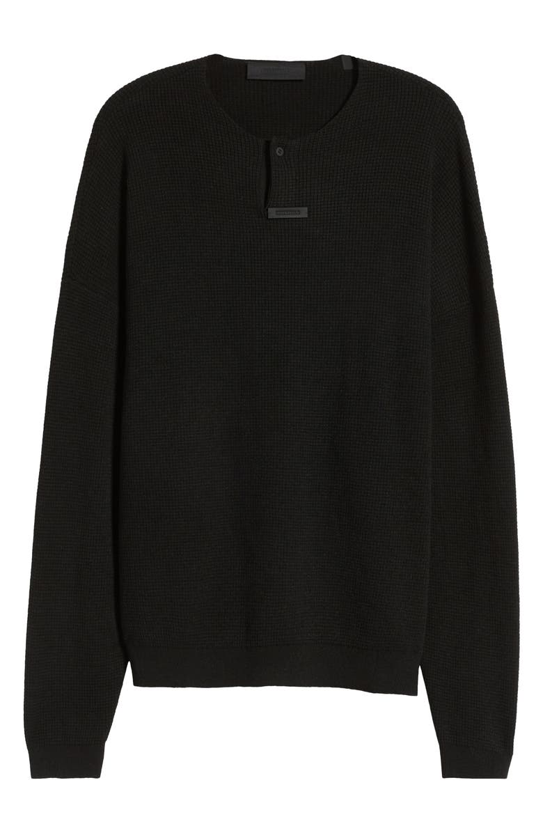 Fear of God Essentials Gender Inclusive Waffle Knit Henley Sweater, Alternate, color, 