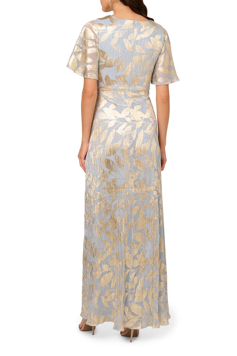 adrianna papell gold leaf dress Buy Adrianna Papell Blue Foil Leaf Mermaid Gown from Next USA