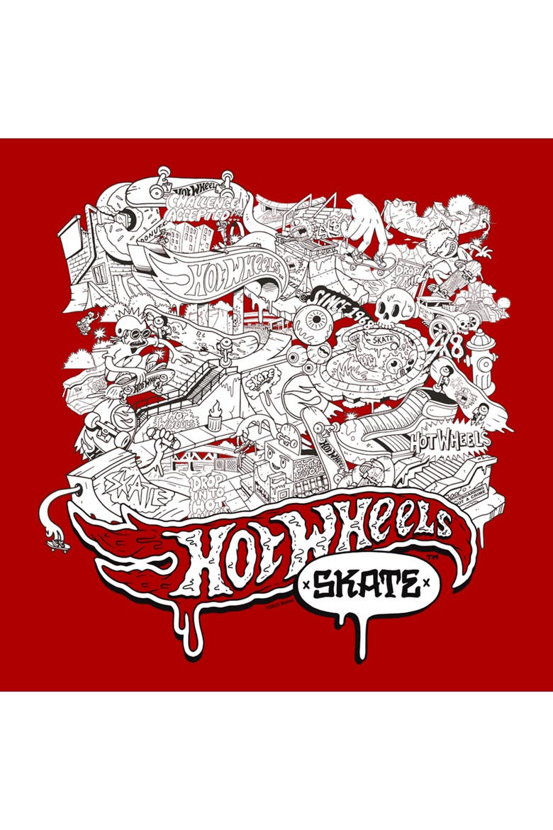 Men's Hot Wheels Skate Artistic Collage  Graphic T-Shirt, Alternate, color, Red
