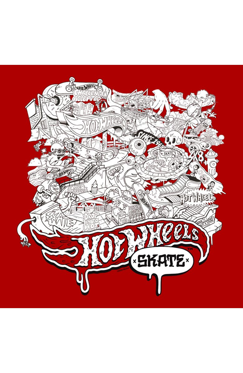 Hot Wheels Men's Hot Wheels Skate Artistic Collage  Graphic T-Shirt, Alternate, color, Red