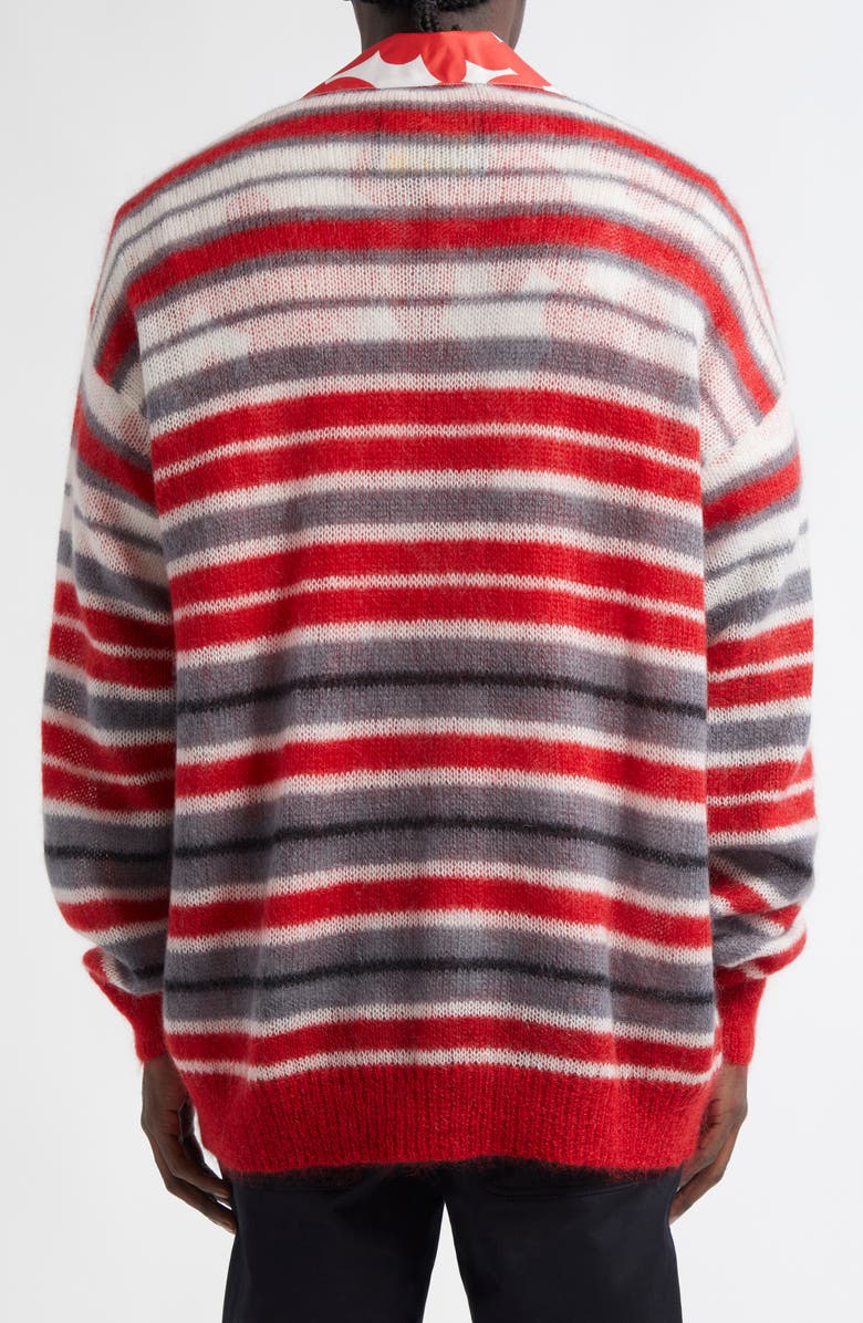 Marni Stripe Mohair Blend Cardigan, Alternate, color, Neutral Grey