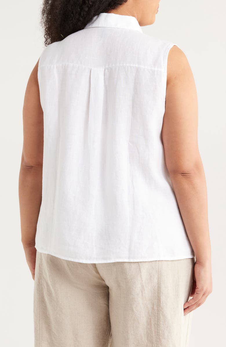 Eileen Fisher Organic Linen Sleeveless Button-Up Shirt, Alternate, color, White