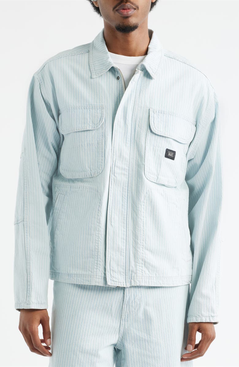 Vans Umber Stripe Denim Jacket, Alternate, color, Blue Ice Stripe