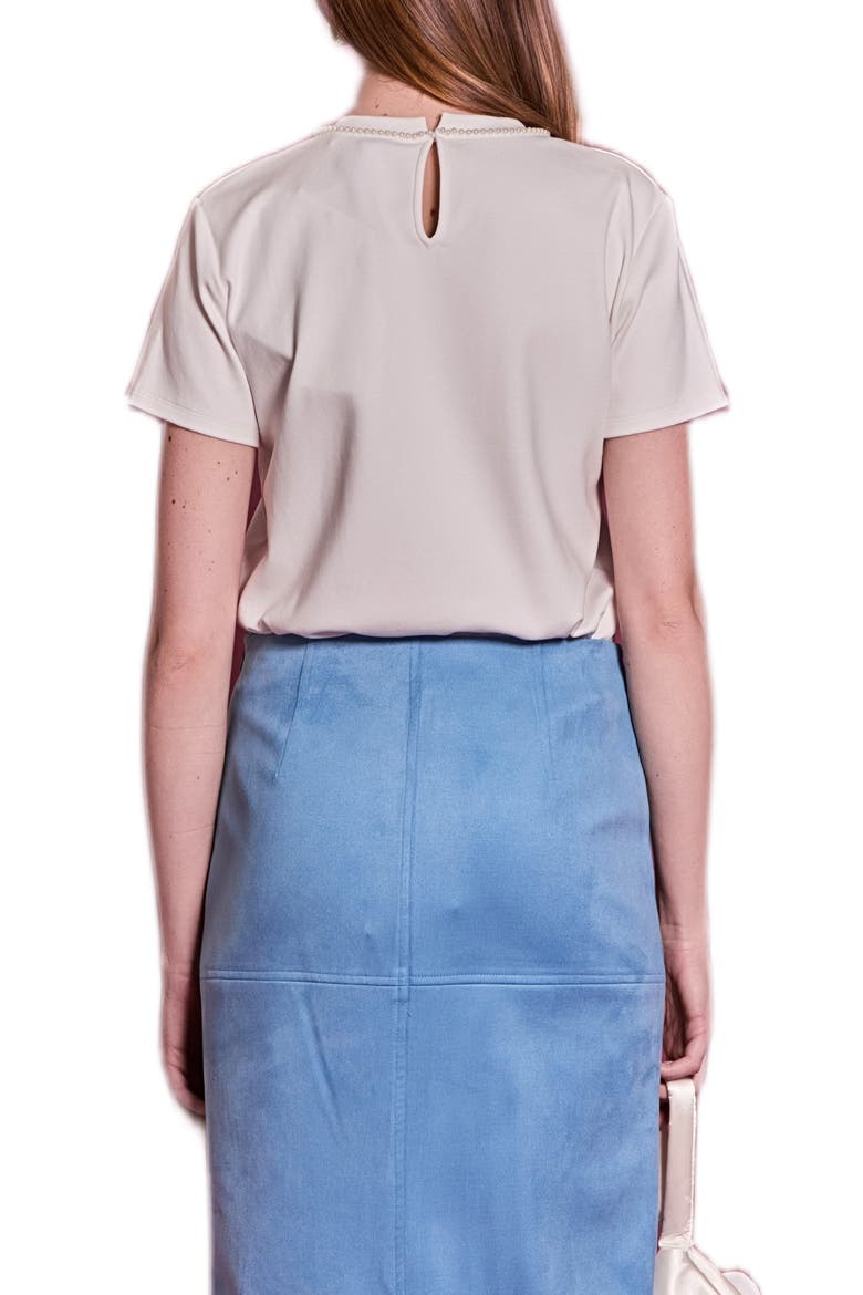 Imitation Pearl Trim Top, Alternate, color, WHITE
