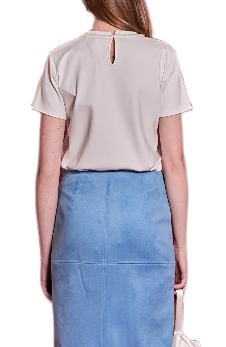 English Factory Imitation Pearl Trim Top, Alternate, color, White