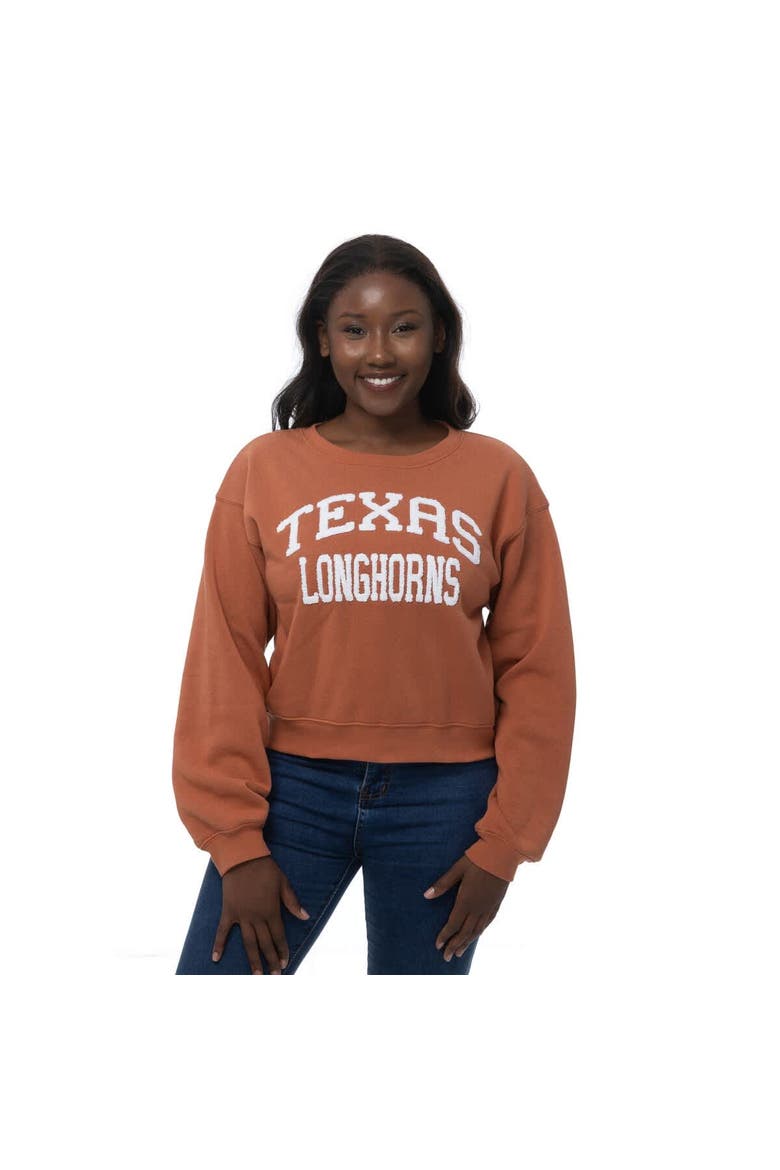 Women's ZooZatz Texas Orange Texas Longhorns Chenille Cropped Sweatshirt, Alternate, color, Burnt Orange