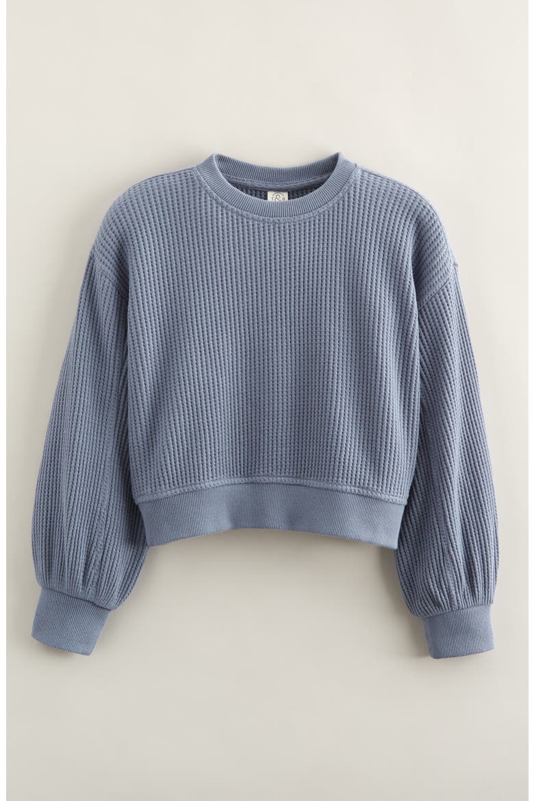 Kids' Cozy Waffle Sweatshirt, Main, color, BLUE CHIP