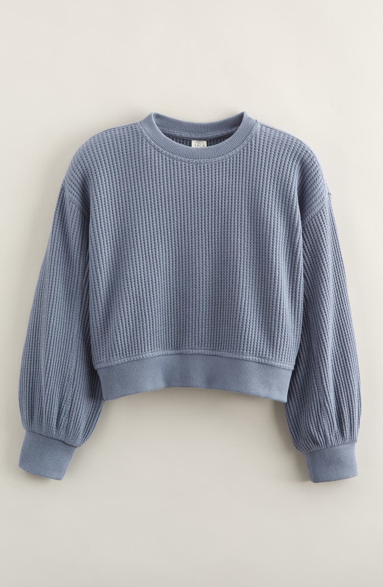 Treasure & Bond Kids' Cozy Waffle Sweatshirt, Main, color, Blue Chip