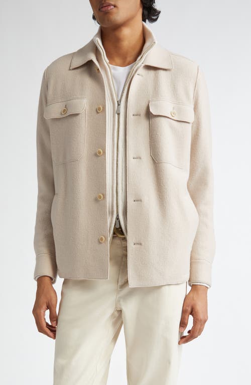 Eleventy Boiled Wool Overshirt in Sand  product