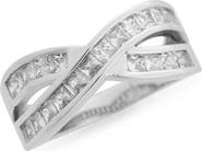 NORDSTROM RACK Cubic Zirconia Channel Set Crossover Ring