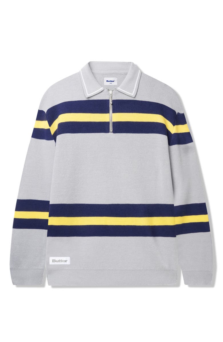 Butter Goods Stripe Zip Polo Sweater, Main, color, 