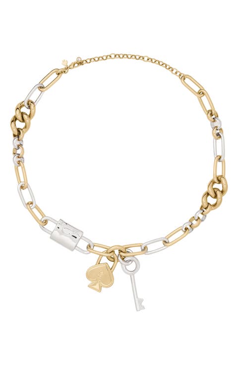 Mixed Metal Link Statement Necklace