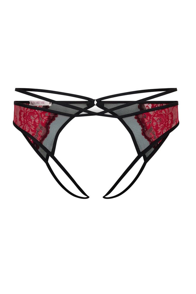 Saveria Crotchless Panties, Alternate, color, Dark red