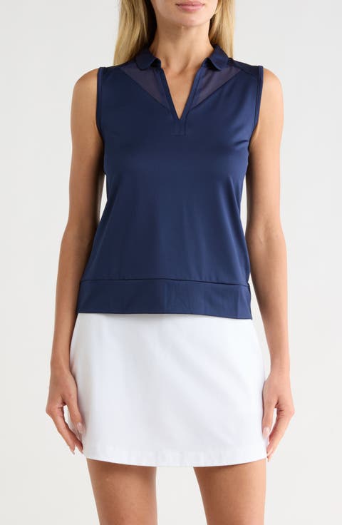 Mesh Panel Sleeveless Golf Top