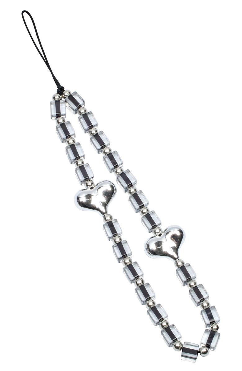 Auramma Cool Girl Beaded Phone Charm, Main, color, Black/ Silver