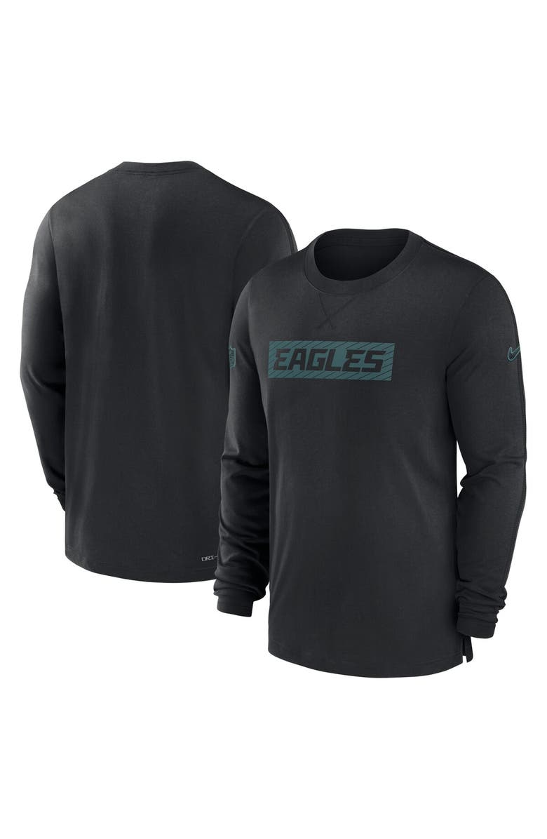 Nike Men's Nike Black Philadelphia Eagles Sideline Player Performance Long Sleeve T-Shirt, Alternate, color, Black