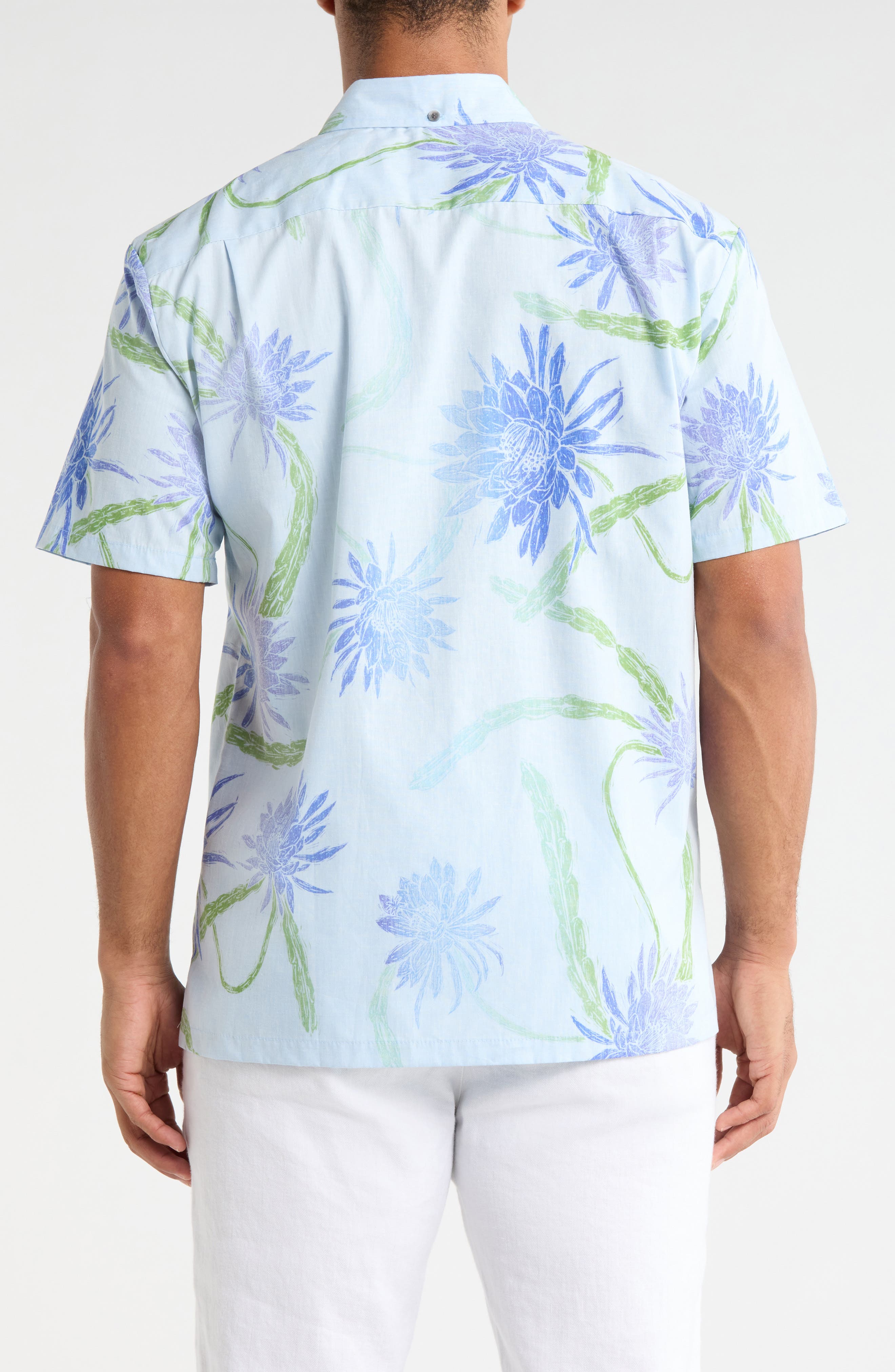 Night Shades Print Cotton Short Sleeve Button-Down Shirt - image 4