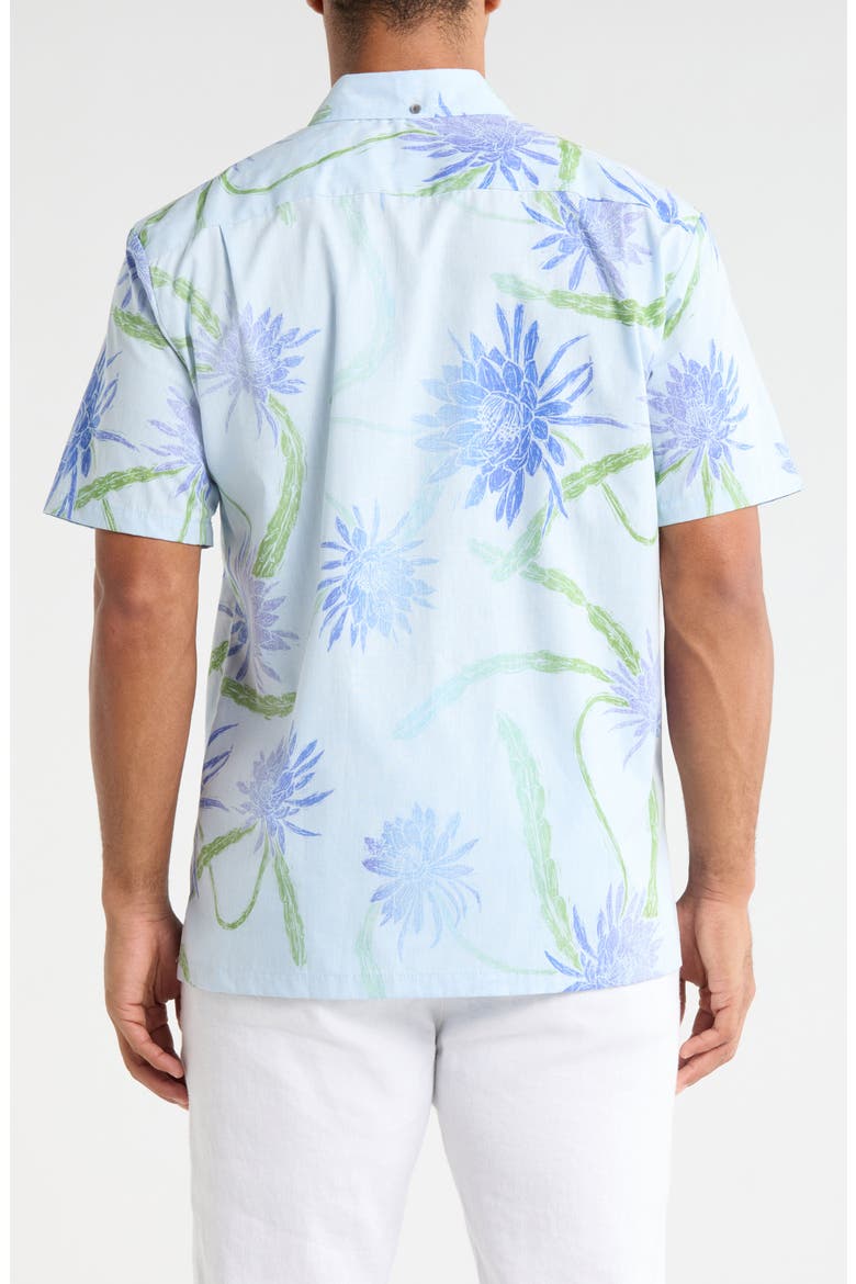 Night Shades Print Cotton Short Sleeve Button-Down Shirt, Alternate, color, SILVER BLUE
