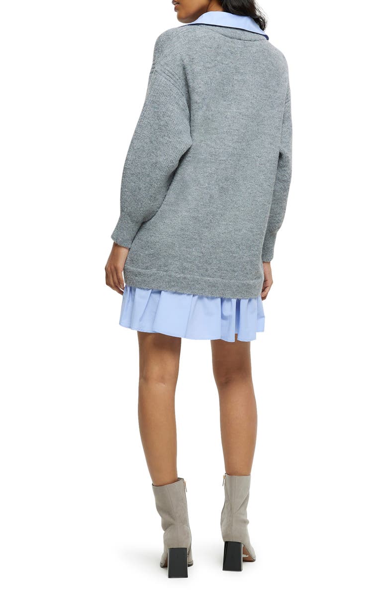 River Island Marled Long Sleeve Shirtdress, Alternate, color, Grey