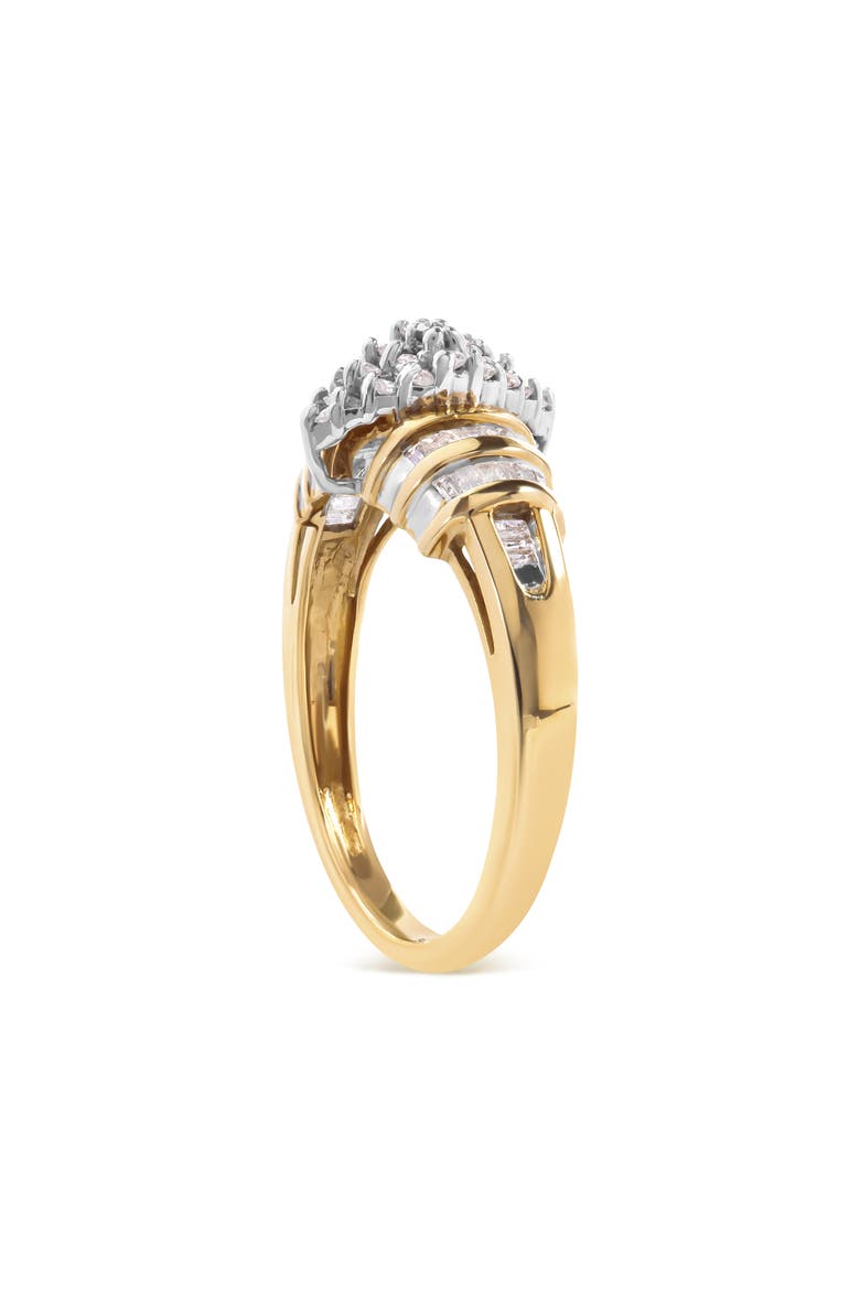 10K Yellow Gold 1/2 Cttw Diamond Head & Multi Row Ring, Alternate, color, Yellow