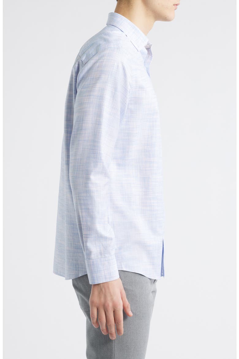 Cross Hatch Cotton Dobby Button-Up Shirt, Alternate, color, PINK/BLUE