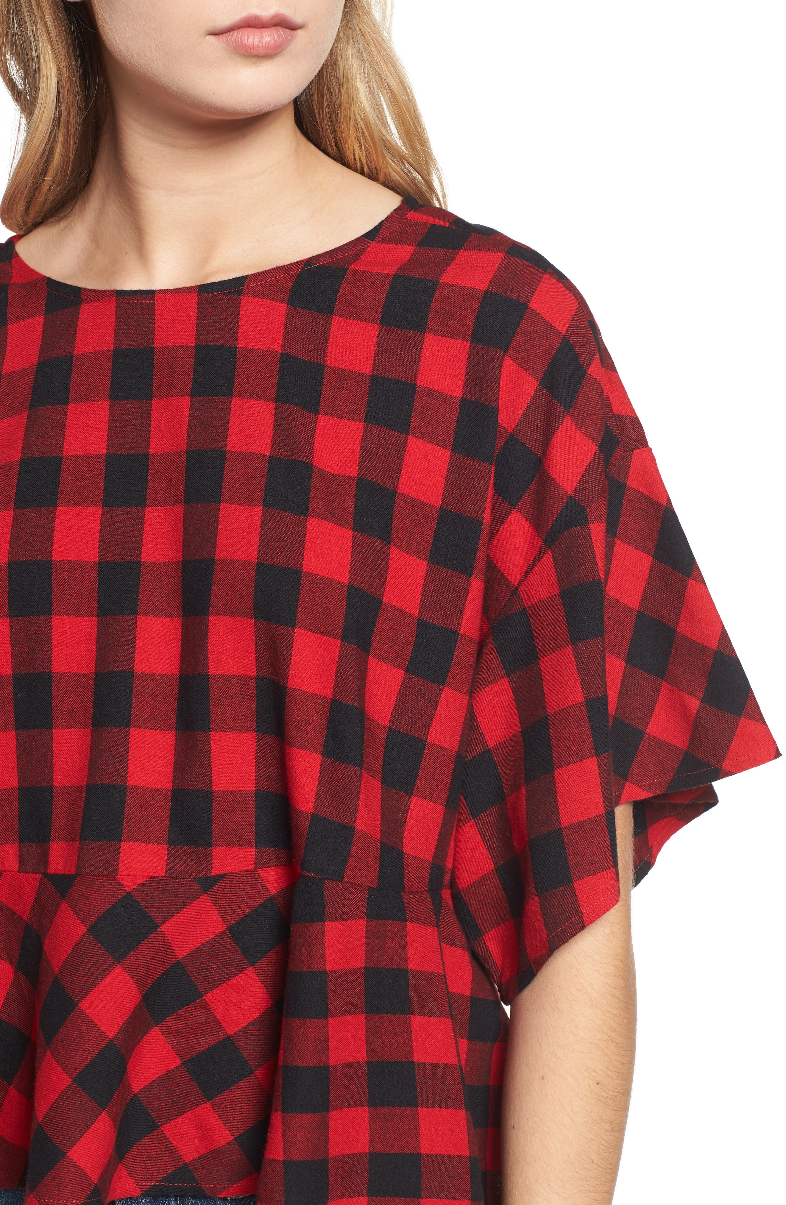 BP. Plaid Peplum Top (Women) | Nordstromrack