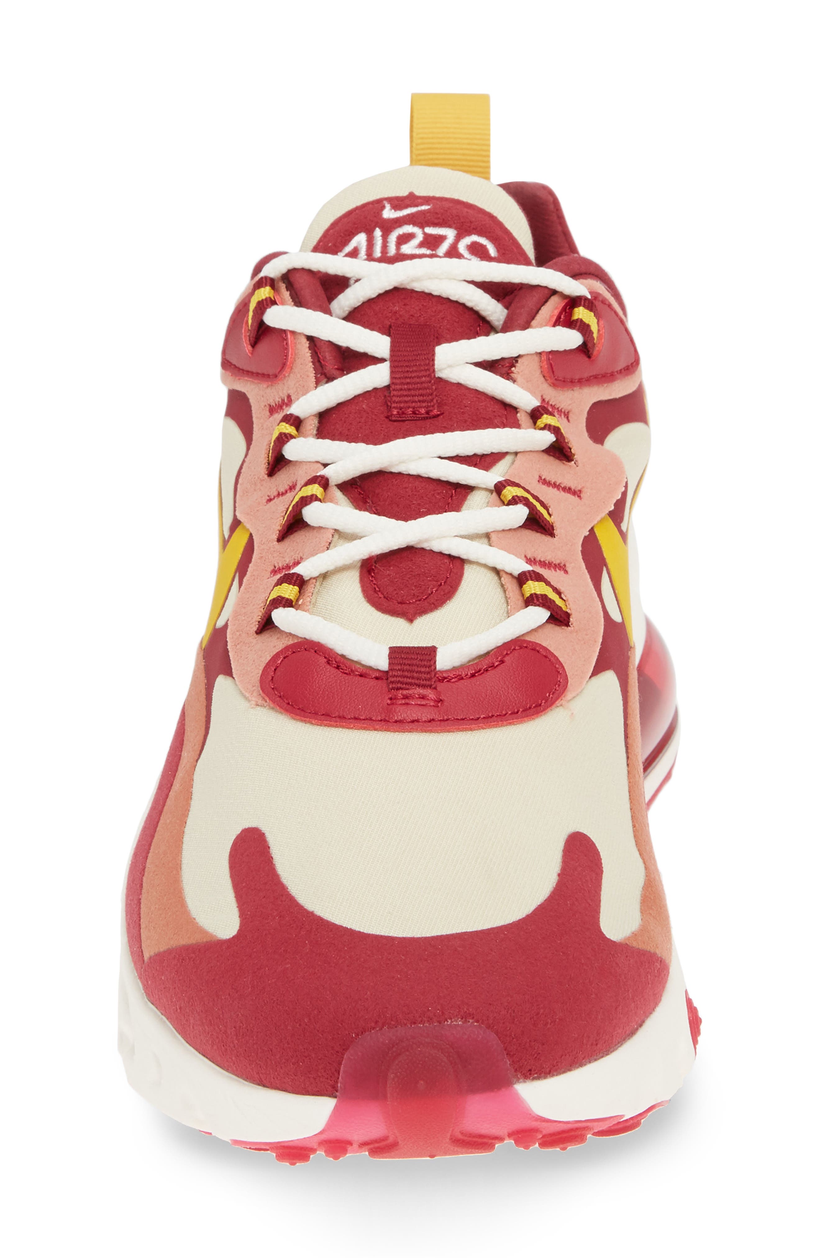 Air Max 270 React Sneaker, Alternate, color, NOBLE RED/ DARK -GOLD