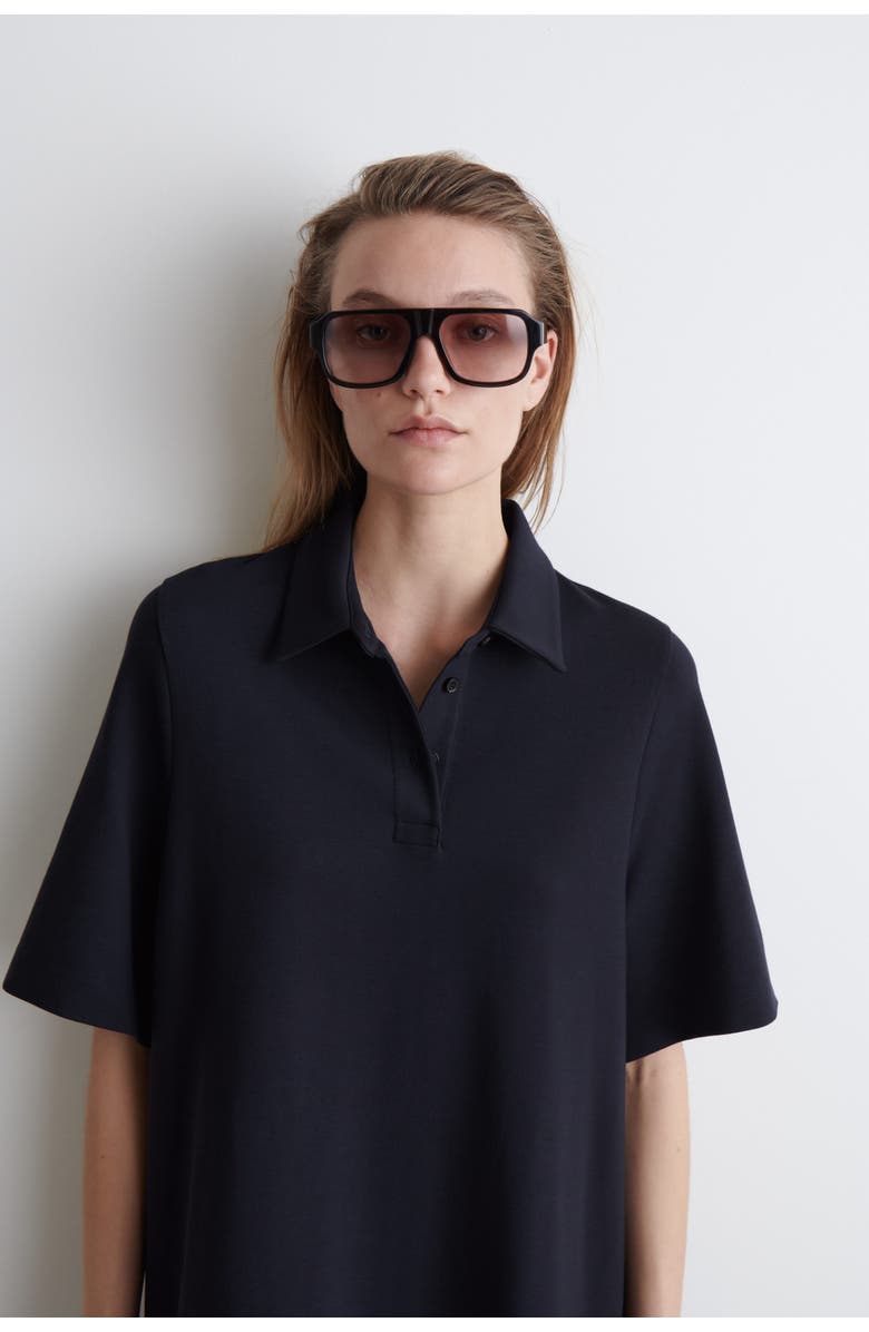 COS Jersey Polo Mini Dress, Alternate, color, Navy