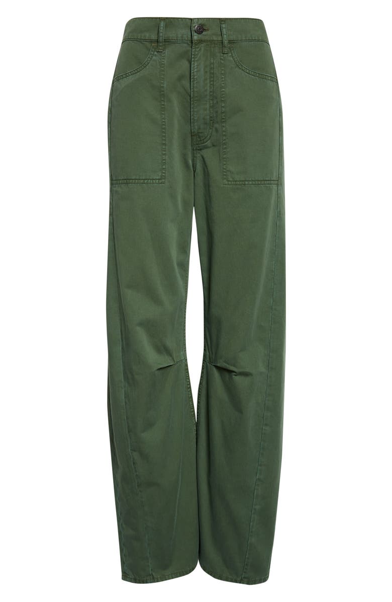 Veronica Beard High Waist Barrel Leg Pants, Alternate, color, Dark Hunter Green