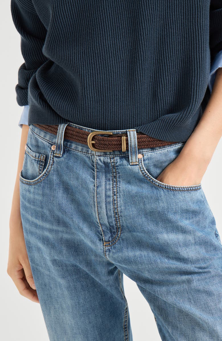 Brunello Cucinelli Leather belt, Alternate, color, Brown